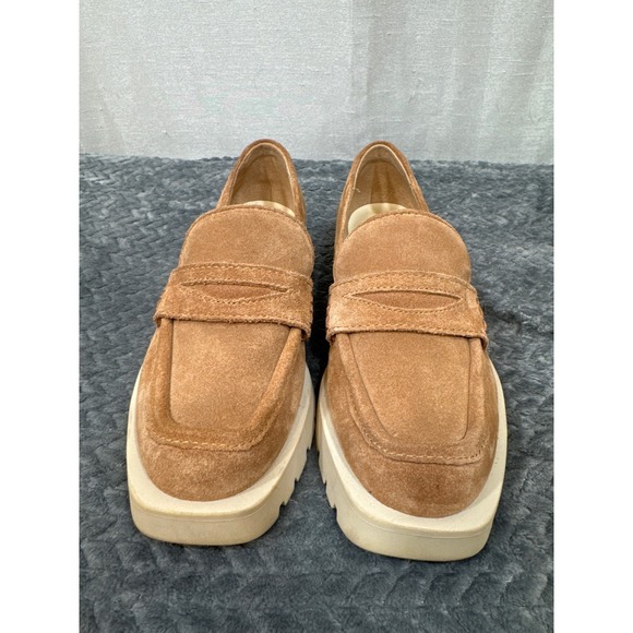 Dolce Vita Womens Tan Suede Chunky Lug Sole Penny Loafers Platform Shoes Size 8 - Picture 2 of 7